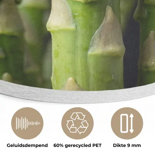 Asperges - Groen - Zwart Akoestische PET Vilt - Rond klein -closeup_NL