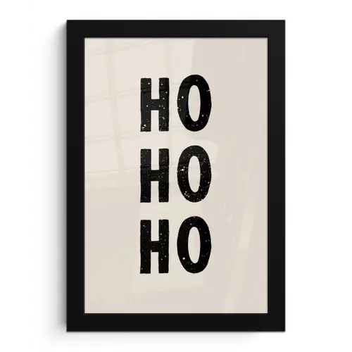 Kerstmis - Ho ho ho - Spreuken - Beige - Kerstman fotolijst zwart zonder passe partout klein -3d