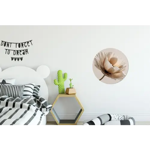 Bloem - Beige - Crème Wandcirkel aluminium klein -kinderkamer