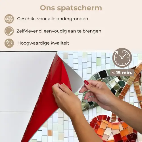 Kersen - Rood - Mozaïek - Blaadjes keuken achterwand spatscherm klein -spatscherm_NL