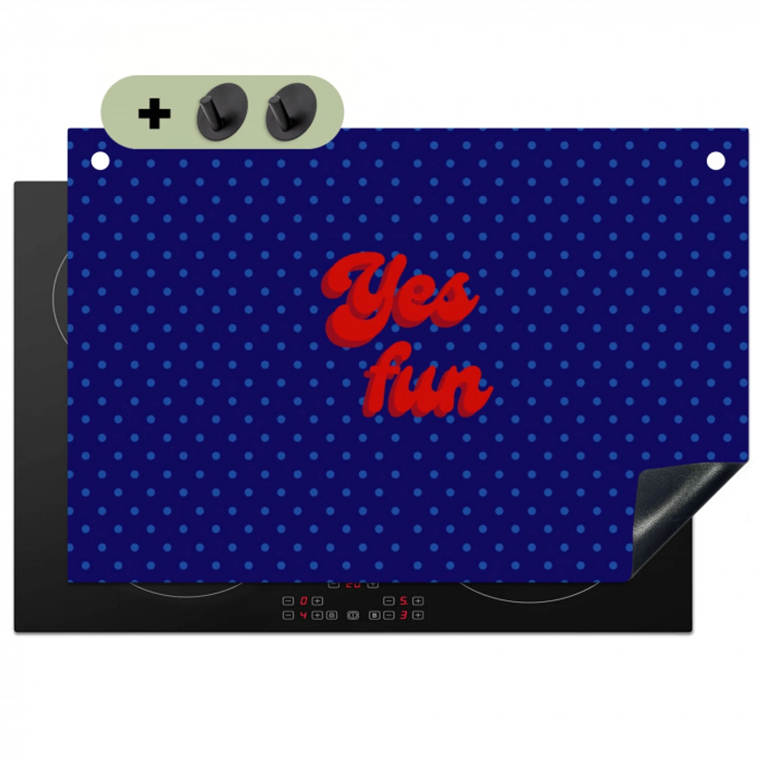 Yes fun - Rood - Blauw - Stippen Inductie beschemer met haakjes klein -3d
