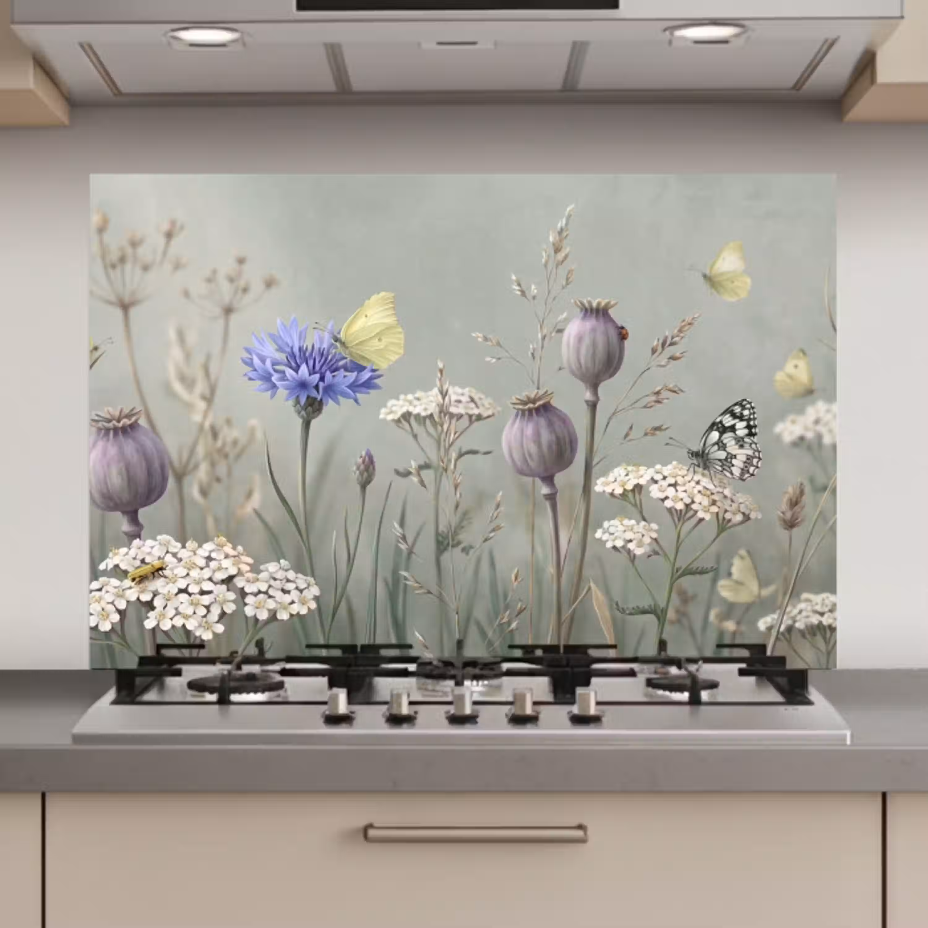 Vlinders - Wildbloemen - Illustratie - Kleurrijk keuken achterwand spatscherm klein -3d_website