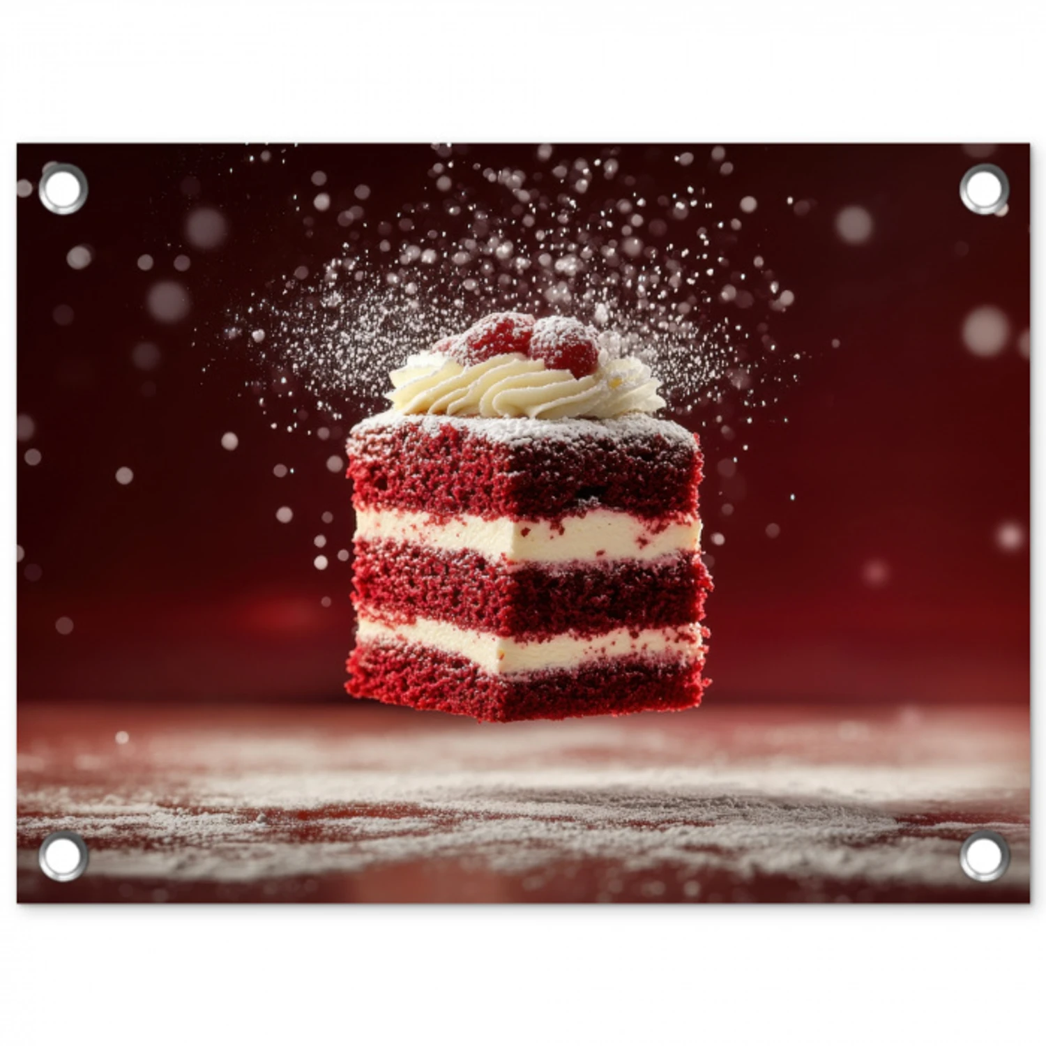 Rode - Velvet - Taart - Eten tuinposter los doek klein -3d