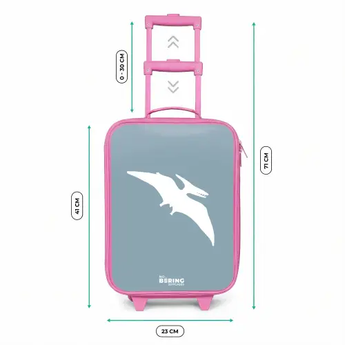 Blauw met Pteranodon dino Kinderkoffer - Roze klein -productfoto_formaten