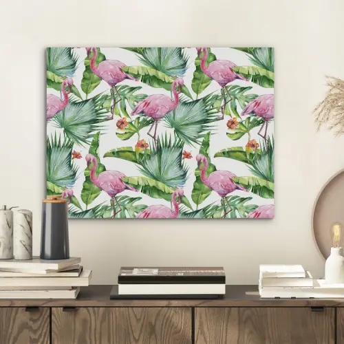 Inductie beschermer - Bladeren - Flamingo - Jungle - Inductiemat PET vilt klein -sfeer1