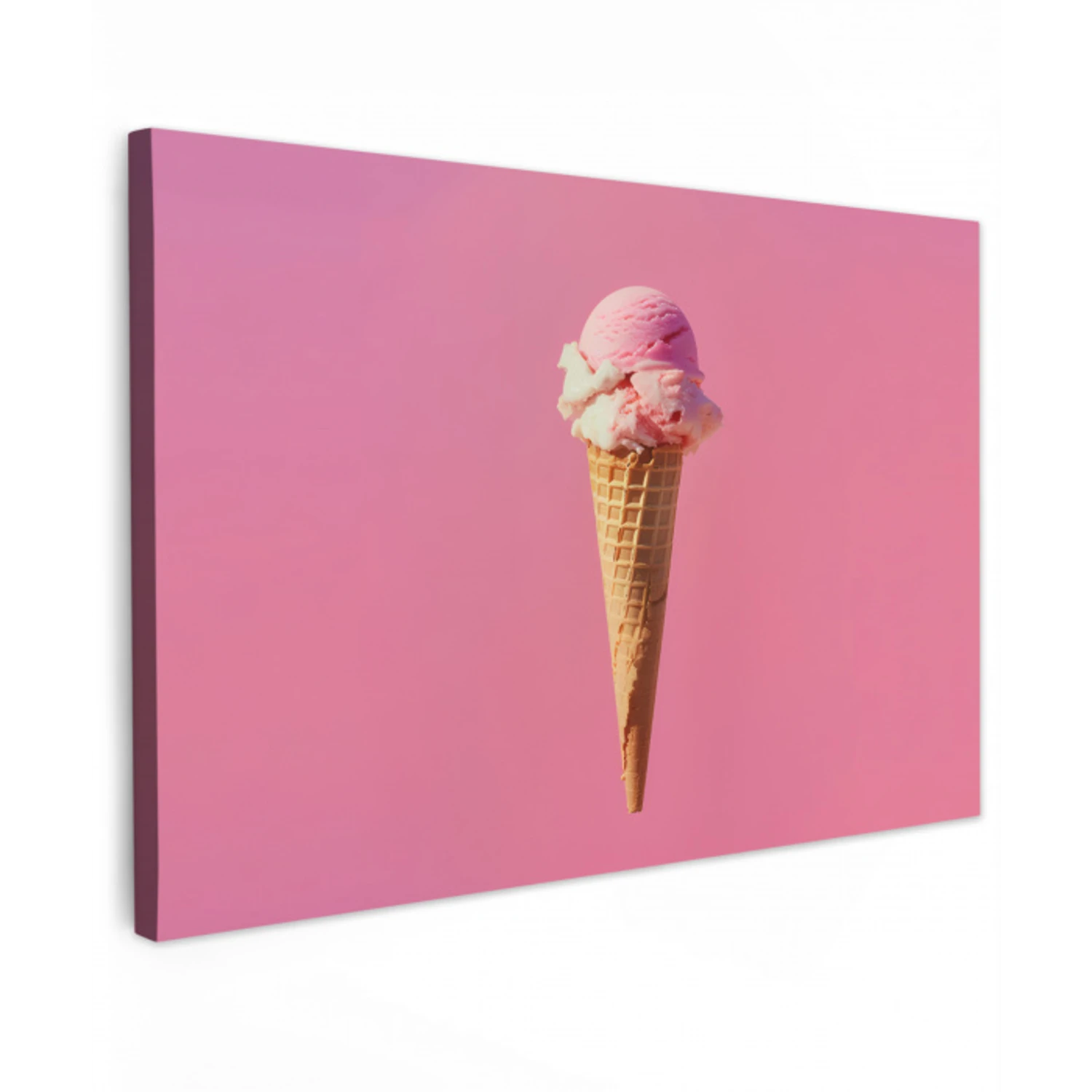 Hoorntje - Schepijs - Roze Tuinposter op houten frame 2 cm dik klein -3d