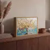 Boom - Blauw - Goud - Abstract - Modern Light Box met batterij (Wandlamp) middel -sfeer2