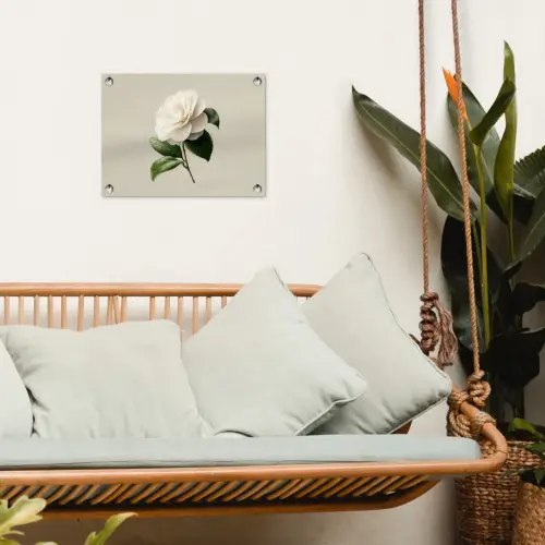 Cameliabloem - Wit - Groen tuinposter los doek klein -sfeer7