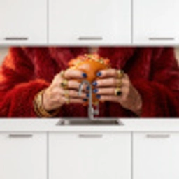 Broodje - Bontjas - Goud keuken achterwand 2 middel -3d
