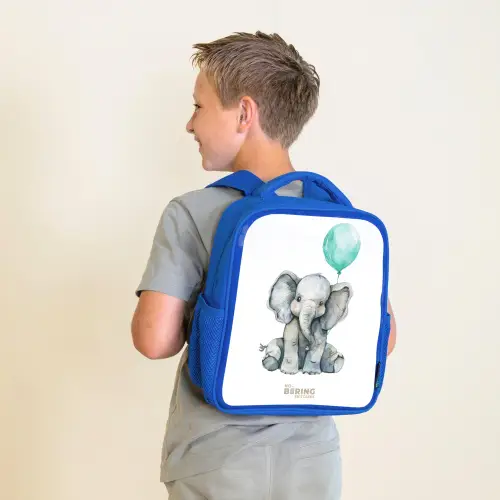Olifant met blauwe ballon Kinderrugzak - Blauw middel -sfeer2