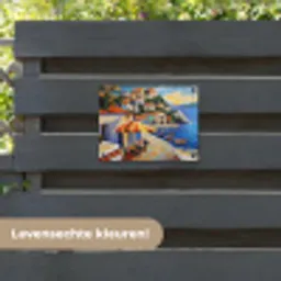 Kustdorp - Huisjes - Mozaïek - Zee tuinposter los doek klein -sfeer3