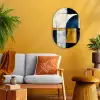 Abstract - Vormen - Goud - Blauw - Geometrisch Wandcirkel Ovaal Forex klein -sfeer4