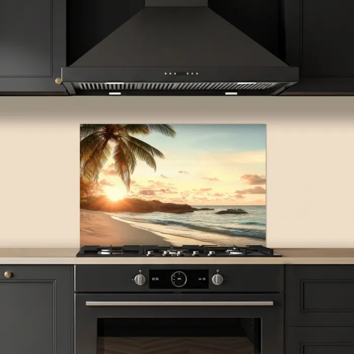 Strand - Palmbomen - Oceaan - Zonsondergang keuken achterwand spatscherm klein -sfeer1