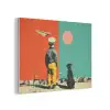 Retro - Jongen - Hond - Rood - Groen PET vilt klein -3d