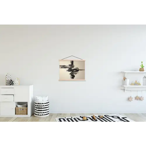 Golven - Penseelstreken - Beige - Minimalistisch textielposter latten blank klein -kinderkamer