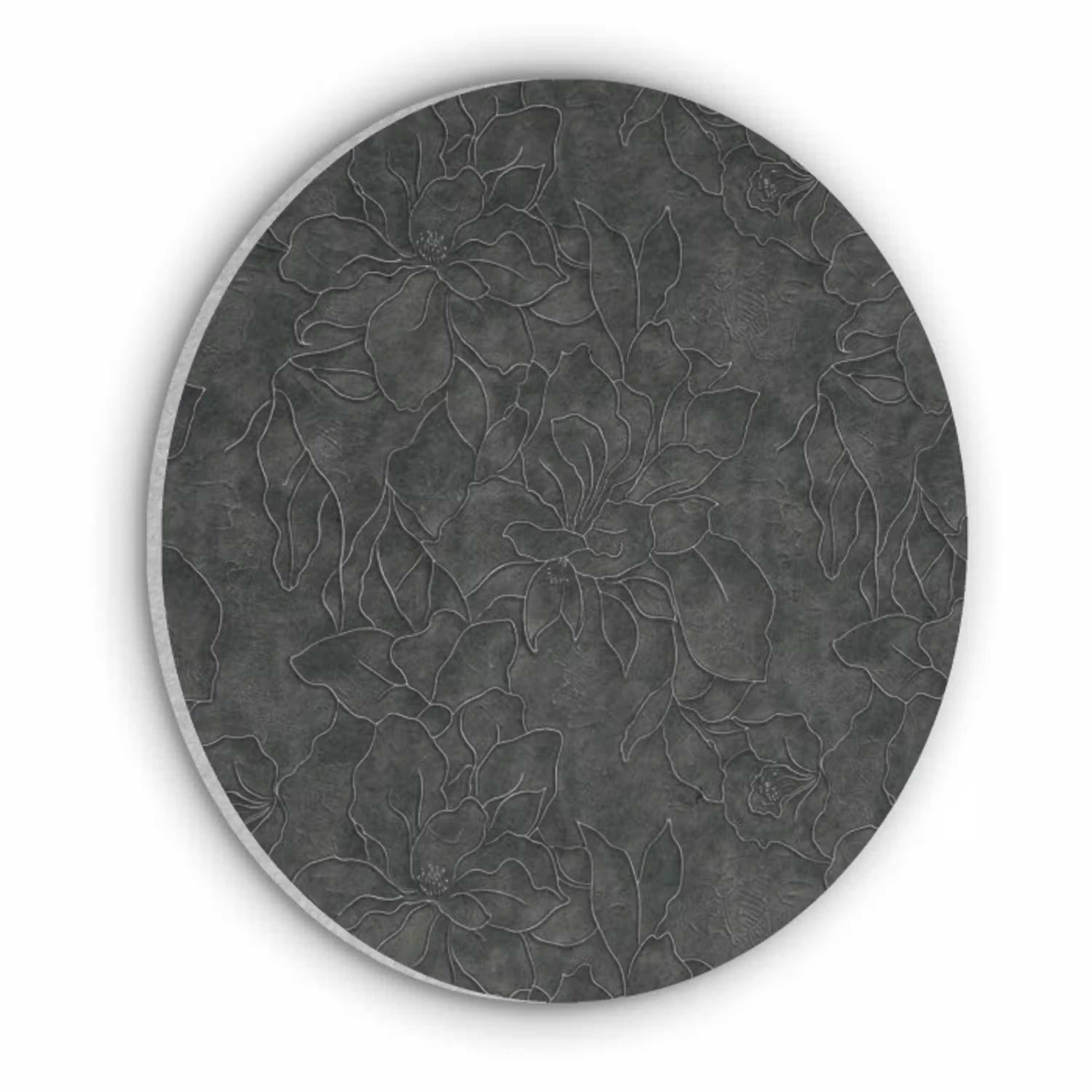 Bloemen - Lijnen - Groen Akoestische PET Vilt - Rond klein 838 -3d