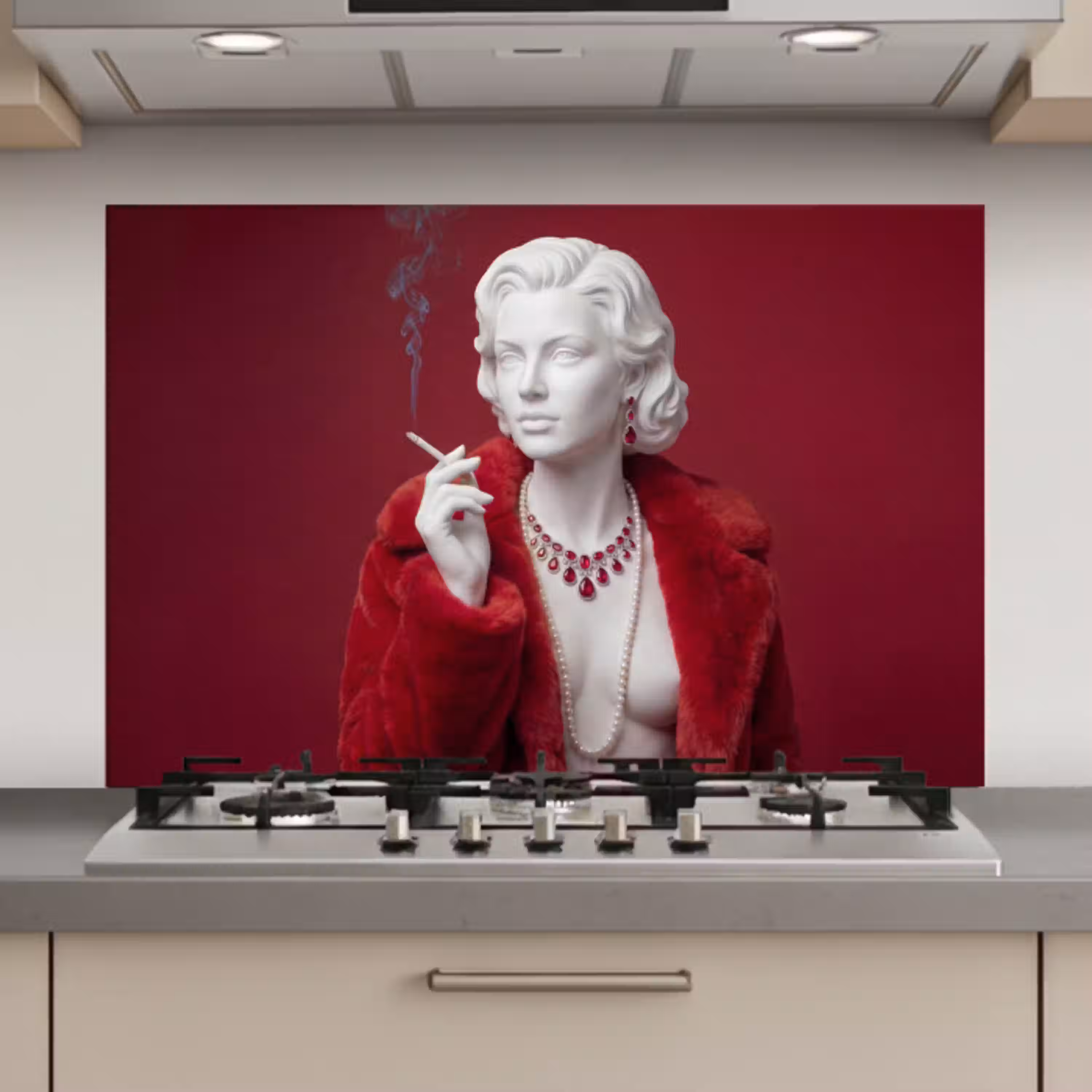 Vrouw - Bontjas - Mode - Klassiek - Rood keuken achterwand spatscherm klein -3d_website