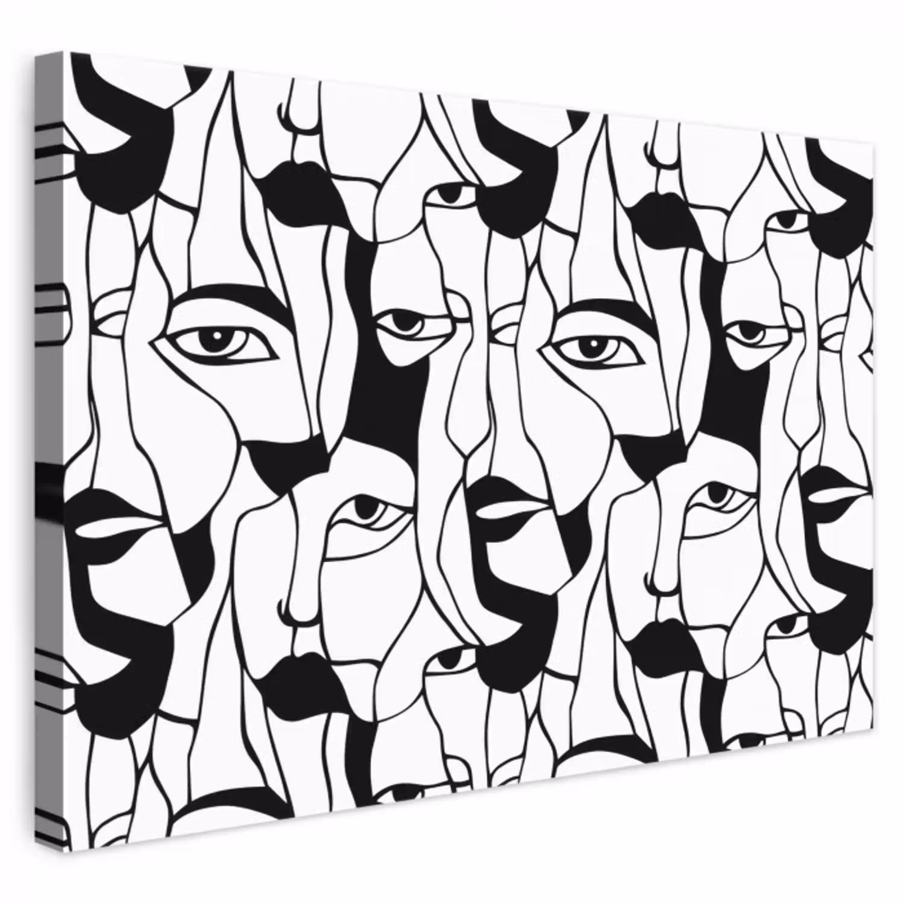 Lijnen - Gezichten - Zwart - Wit canvas 2cm klein 34 -3d