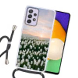 Tulpen - Landschap - Wit Hoesje Samsung Galaxy A52 5G met koord klein -sfeer1