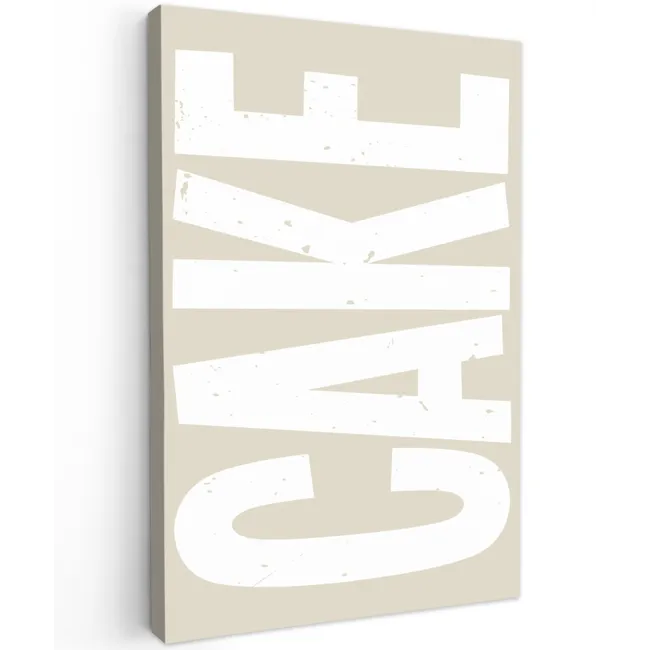 Cake - Woord - Japandi - Wit Tuinposter op houten frame 2 cm dik klein -3d