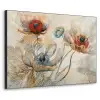 Bloemen - Beige - Modern - Illustratie Textielframe zwart klein -3d