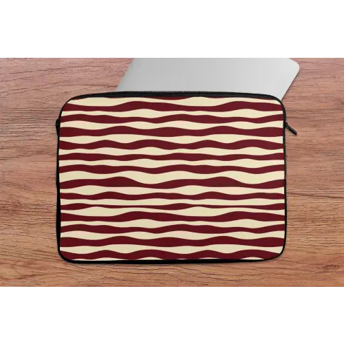 Golven - Rood - Patroon - Crème laptophoes neopreen klein 279 -tafel