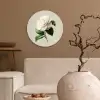 Cameliabloem - Wit - Groen Wandcirkel kunststof plaat 5mm dik klein -sfeer1