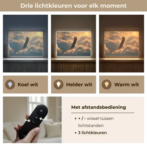 Adelaar - Wolken - Zon Light Box met batterij (Wandlamp) middel -USP_lichtkleurNL