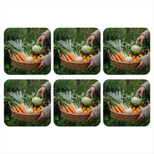Veld - Groenten - Biologisch - Oogst onderzetter kurk middel -3d
