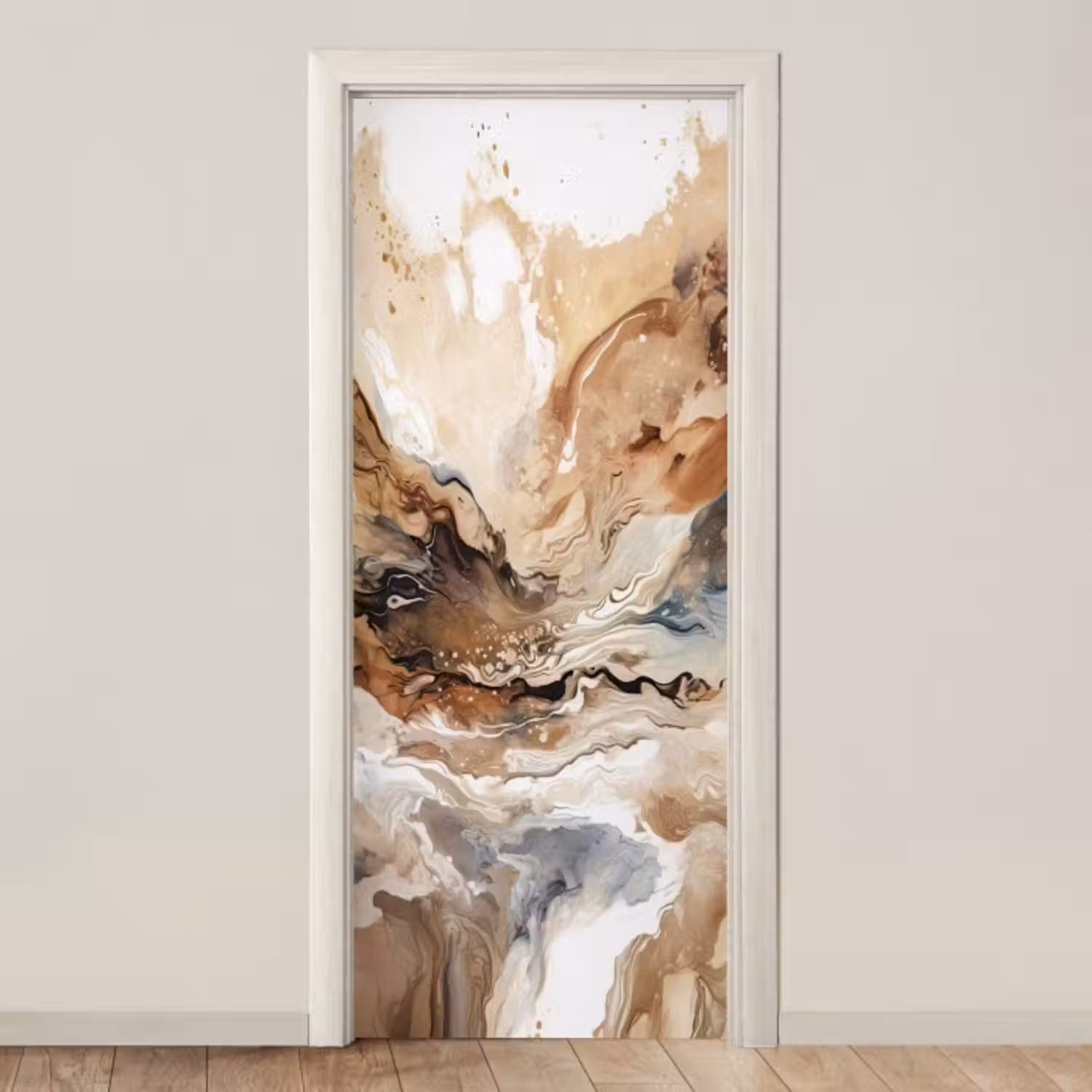 Deursticker - Abstract - Kunst - Verf - Beige - Modern