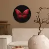 Vlinder - Rood - Minimalistisch Wandcirkel kunststof plaat 5mm dik klein -sfeer1