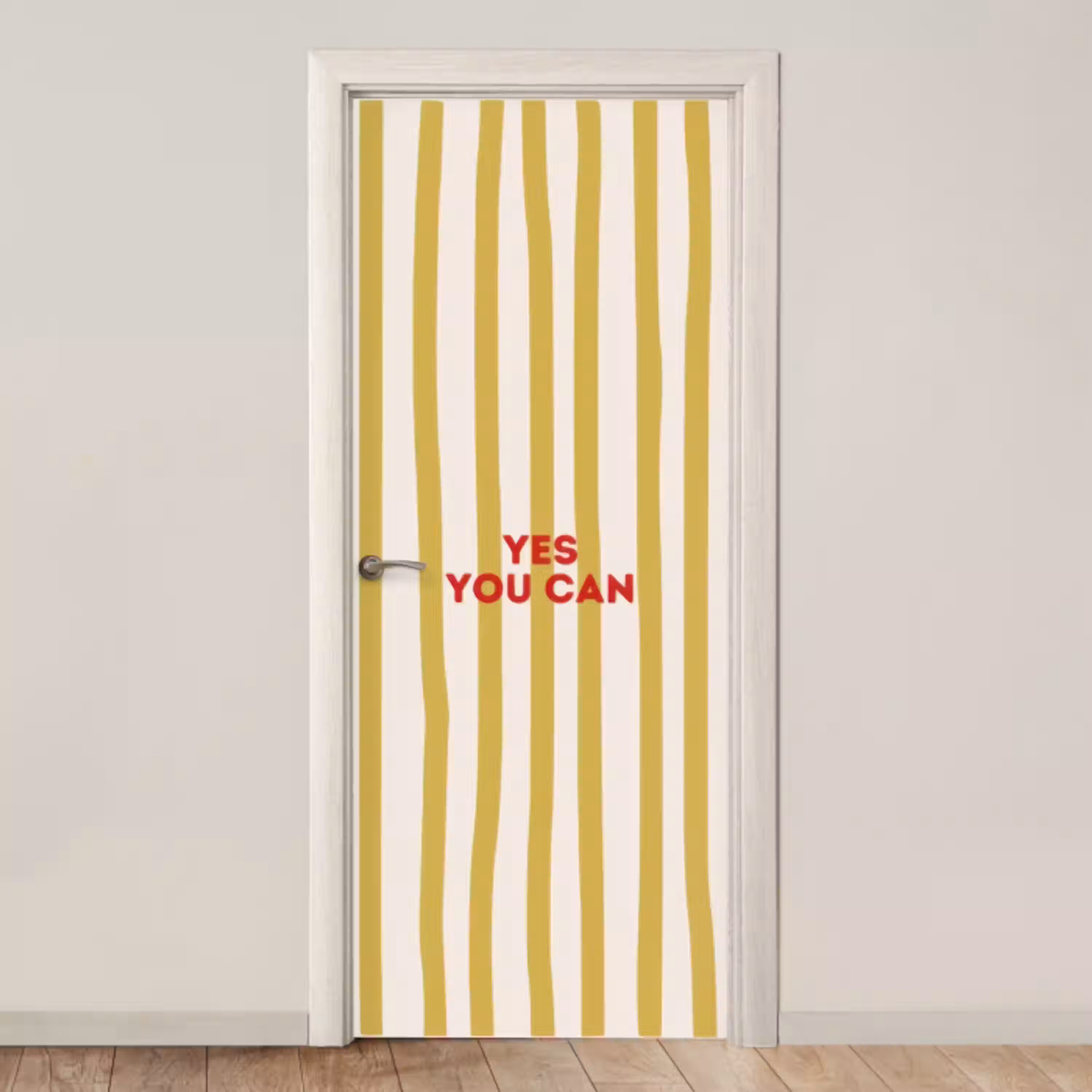 Strepen - Abstract - Yes you can - Rood deurposter klein -3d_beige