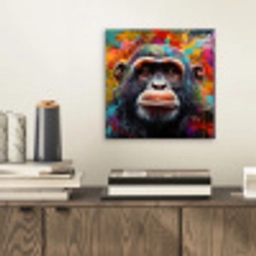 Chimpansee - Graffiti - Kleurrijk aluminium wit klein -sfeer1