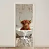 Schotse hooglander - Badkuip - Vintage - Koe deurposter klein -3d_beige