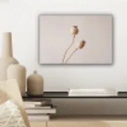 Papaverbollen - Droogbloemen - Minimalistisch - Beige - Rustig canvas 2cm klein -sfeer6