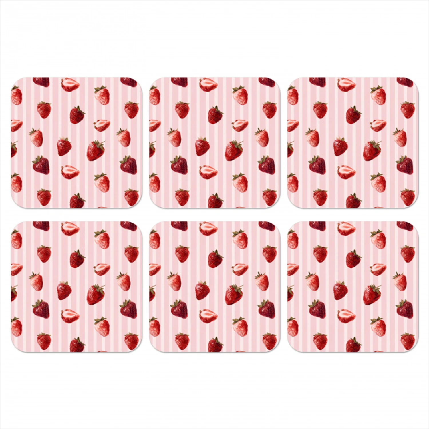 Strepen - Aardbei - Roze onderzetter kurk middel 366 -3d