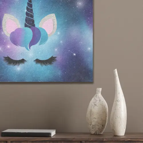 Eenhoorn - Sterrenstelsel - Magisch - Blauw PET vilt klein -sfeer6_closeup