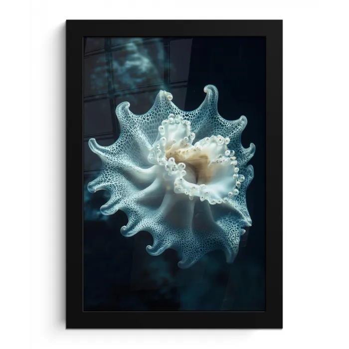 Zeewezen - Wit - Golven - Water fotolijst zwart zonder passe partout klein -3d