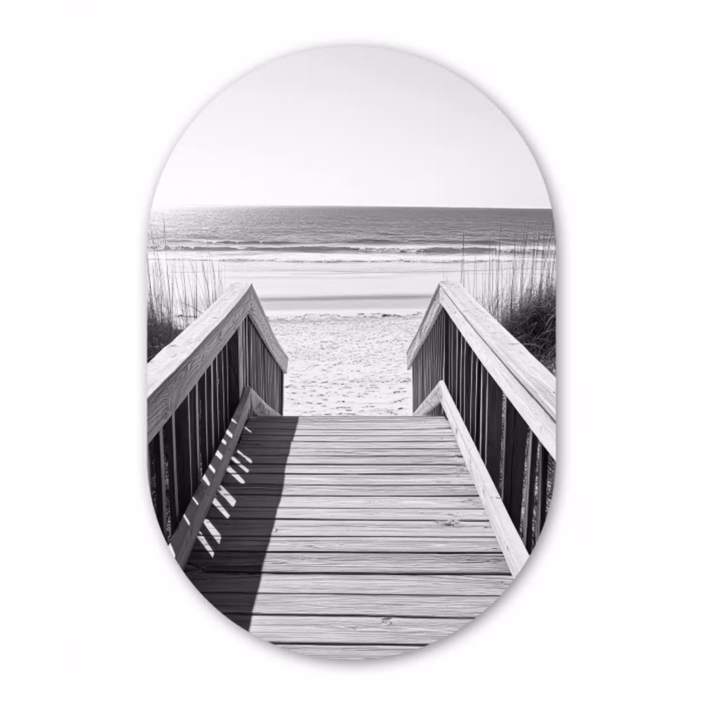 Loopbrug - Hout - Strand - Zee Wandcirkel Ovaal Forex klein -3d