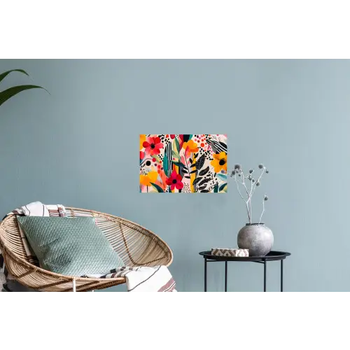 Bloemen - Bladeren - Abstract - Kleurrijk Muursticker klein -plant