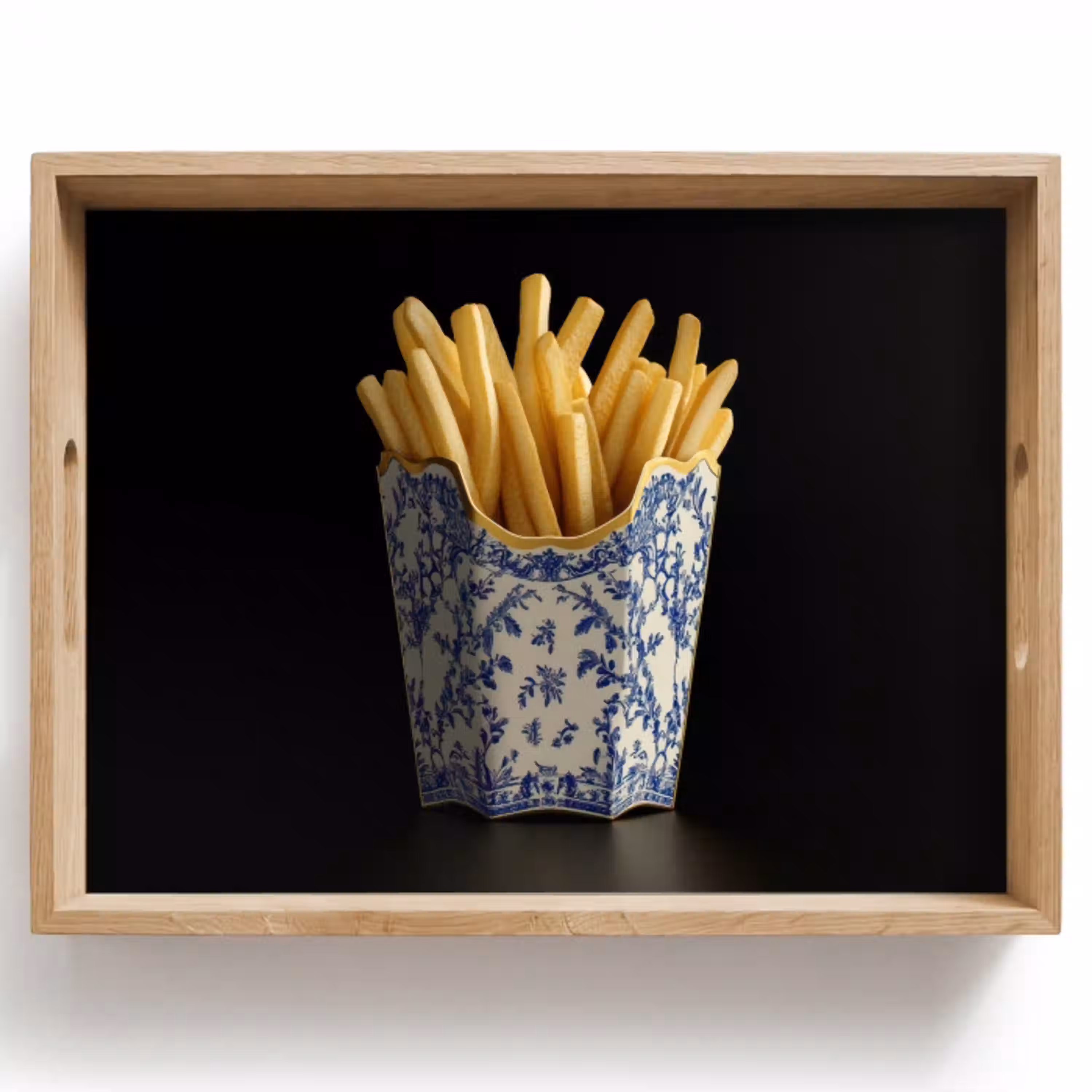 Friet - Porselein - Delfts blauw - Eten Dienblad Rechthoek middel -z3d_shopping