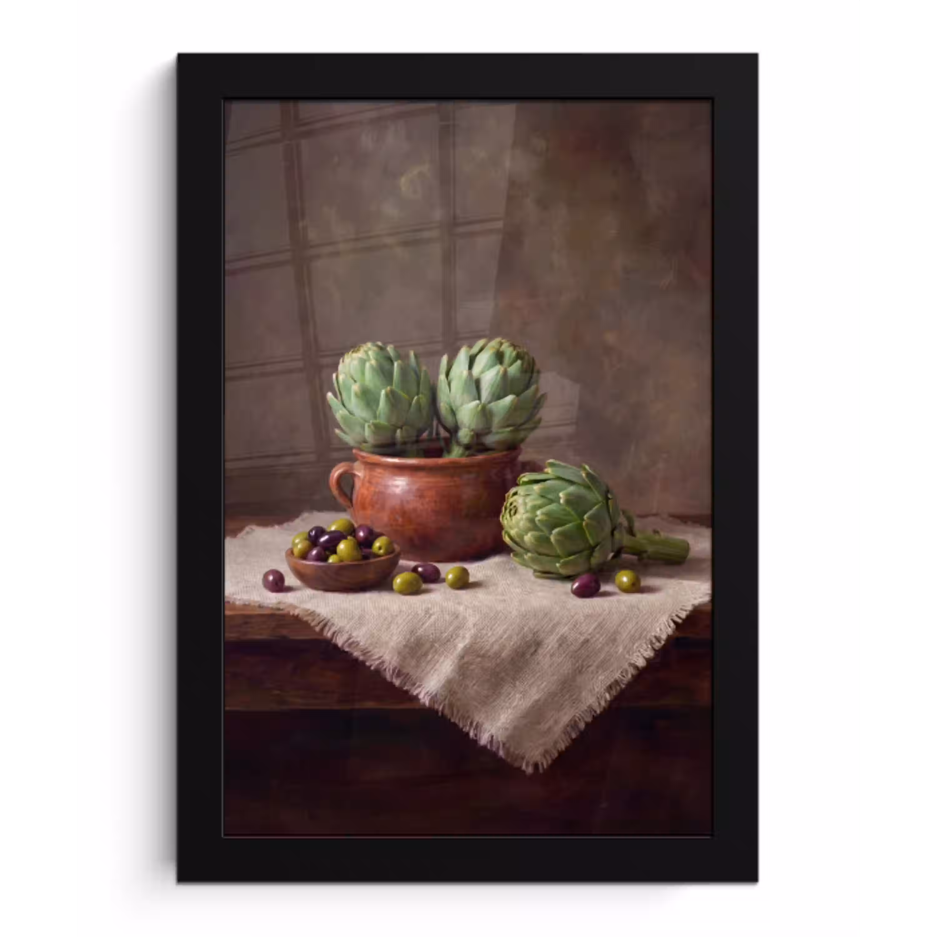 Artisjokken - Olijven - Eten fotolijst zwart zonder passe partout klein -3d