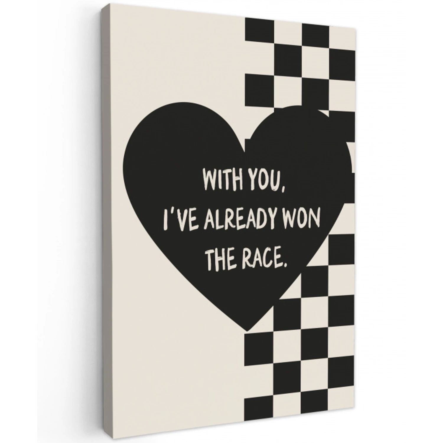 Liefde - Beige - Race Tuinposter op houten frame 2 cm dik klein -3d