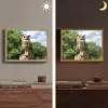 Uil - Boomstronk - Bos - Lucht Light Box met batterij (Wandlamp) middel -sfeer3