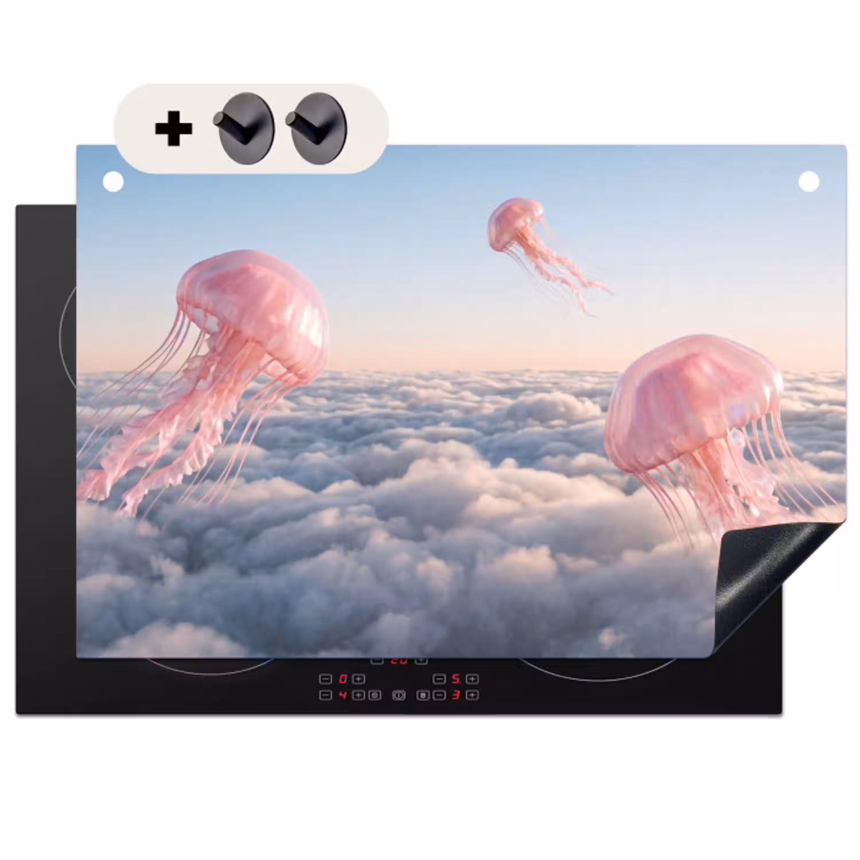 Roze dier - Wolken Inductie beschemer met haakjes klein -3d