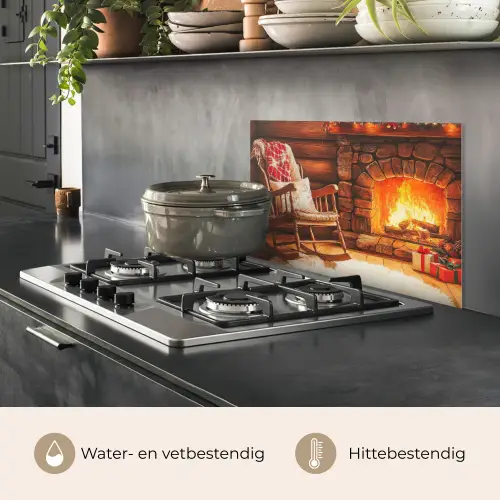 Winter - Kerst - Huis - Openhaard keuken achterwand spatscherm klein -usp_NL