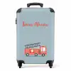 Brandweerauto blauwe achtergrond NBS - Handbagage koffer - Kinderen Unisex middel -productfoto_recht