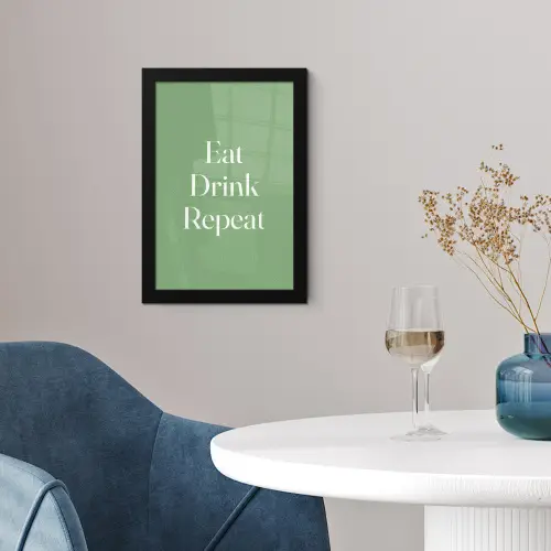 Eten - Drinken - Tekst - Mintgroen fotolijst zwart zonder passe partout klein -sfeer4