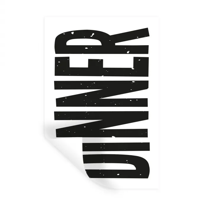 Zwart - Decoratie - Vintage - Eten Muursticker klein -3d