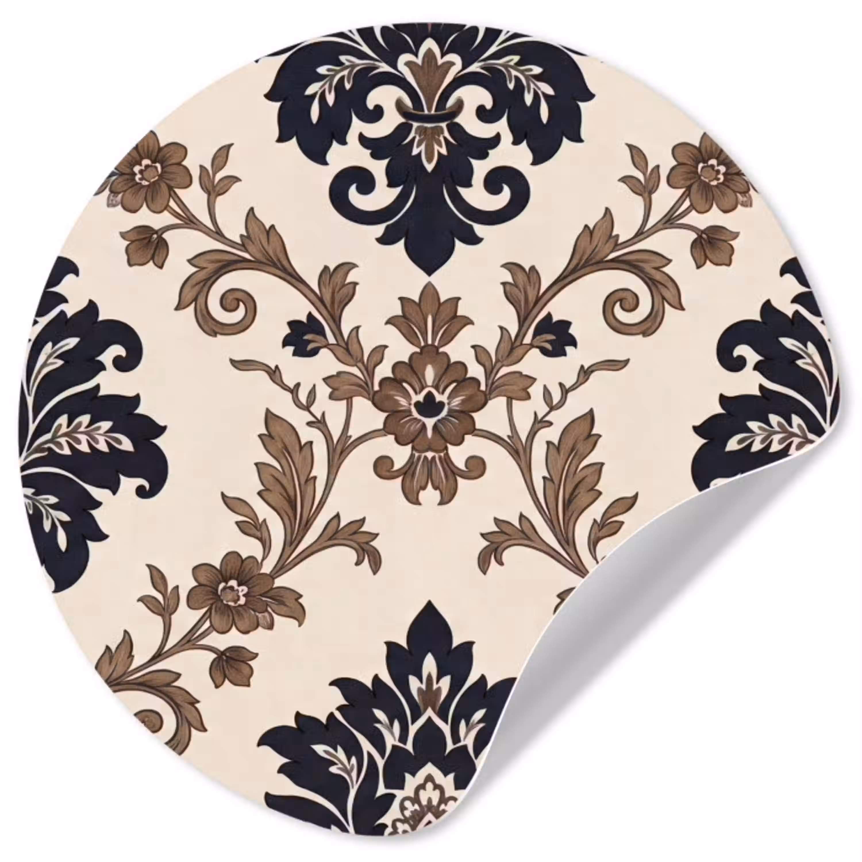 Patroon - Floraal - Klassiek - Beige-blauw Wandcirkel behangsticker klein -3d